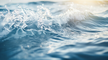 Naklejka na ściany i meble Close up foamy waves rolling up in ocean