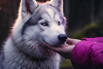 a husky dog, in the style of focus on joints/connections, dreamlike naturaleza