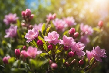 Fototapeta na wymiar springtime background with spring flowers. ai generative