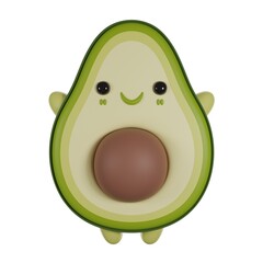 Avocado 3D cute render character