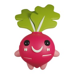 Radish 3D cute render character