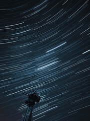 The rotation of the earth and the stars in the night sky 