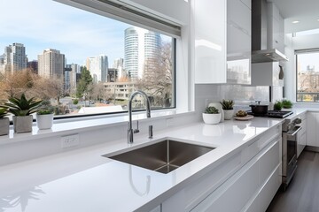 Fototapeta na wymiar Simplicity in White: Kitchen Elegance