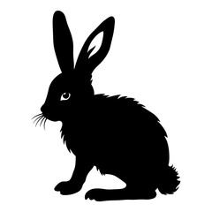 Black Rabbit Silhouette Isolated on White Background. Vector Illustration