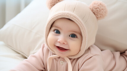 Cute smiling baby, AI Generative.