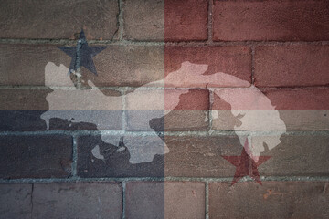 map and flag of panama on a old brick wall