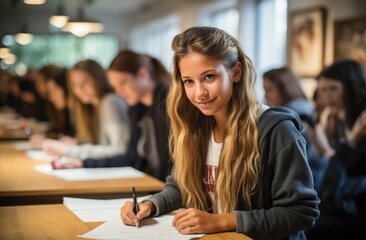 A vibrant scene unfolds on International Day of Education, showcasing diverse students engaged in learning, symbolizing global knowledge-sharing and educational empowerment for a brighter future