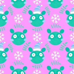 Christmas animals seamless bears panda pattern for wrapping paper and fabrics and linens and kids clothes print