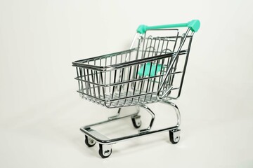 Shopping cart on a white background