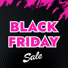 Black Friday sale banner with brush stroke and dotted texture. Vector illustration 