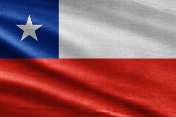 Chile flag waving in the wind. Close up of Chile banner blowing, soft and smooth silk. Cloth fabric texture ensign background. Use it for national day and country occasions concept.
