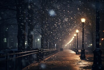snow falling down a street at night moody atmospheric landscapes blurred imagery new american color