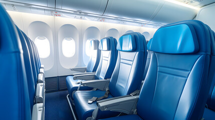 Fototapeta premium Comfortable seating in economy class section of passenger airplane