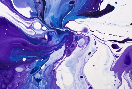 Some Purple And White Swirls Mixed Together, Fluid Lines, Abstraction, Thick Paint