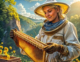 bees in a beehive, bee farming, bee haven - obrazy, fototapety, plakaty