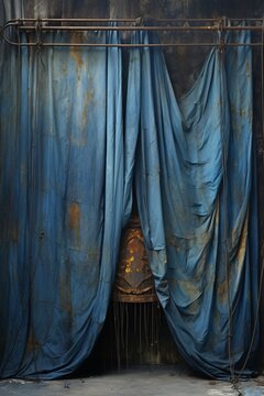  curtains in rough lines, large-scale, detailed drapery
