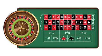 isolated on white background vector roulette on the gambling table