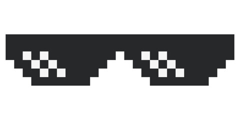 Sun glasses pixel icon black color.