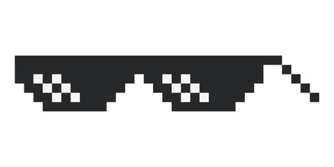 Vector illustration of pixel glasses in black and white. 