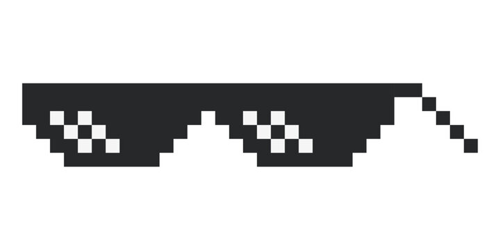 Vector illustration of pixel glasses in black and white. 