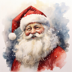 Watercolor Painting, Santa Claus, Generative AI