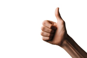 Hand showing in thumbs up gesture meaning excellent on white background with AI generated