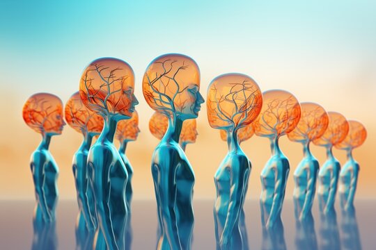 Abstract 3D rendering art of futuristic  human plantation concept