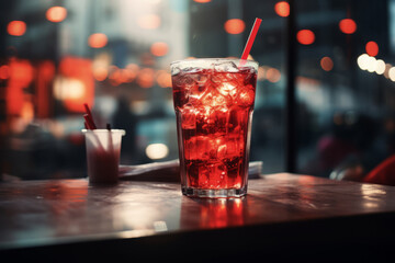 Dirty Shirley, A modern twist on the classic Shirley Temple drink, adding vodka to the traditional mix of lemonade, grenadine, and red maraschino cherries - obrazy, fototapety, plakaty