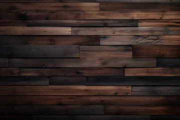 Foto op Aluminium 木材の茶色の壁の板パネルのテクスチャの背景画像　timber wood brown wall plank panel texture background　Generative AI © lime