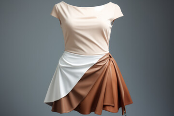 A wrap-style mini skirt, offering the concept of a versatile and flattering silhouette. Generative Ai.