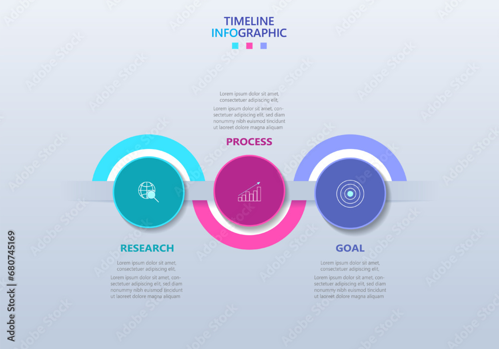 Poster infographic template for business. modern timeline infograph with 3 steps.
