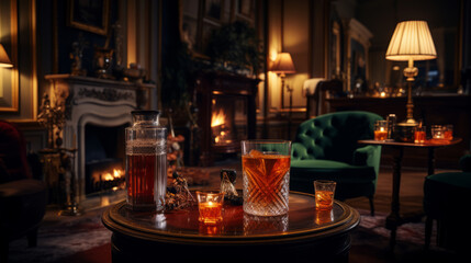 Fototapeta na wymiar Negroni, A classic Italian aperitif made with equal parts gin, Campari, and sweet vermouth, typically served with an orange slice
