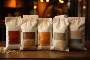 Fotobehang Flour sacks filled with whole grains, promoting nutritious eating habits. Generative Ai. © Sebastian