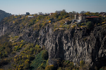 Fototapeta na wymiar Basalt rocks in the mountains of Armenia. Garni region.