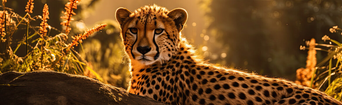 Cheetah in the early morning light banner
