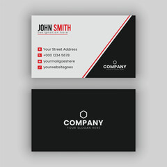 Clean professional business card template - Modern and simple business card design with black and red color