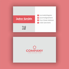 Red Corporate Business Card - Simple Business Card Layout
