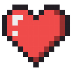 Pixel art heart love color icon valentine.