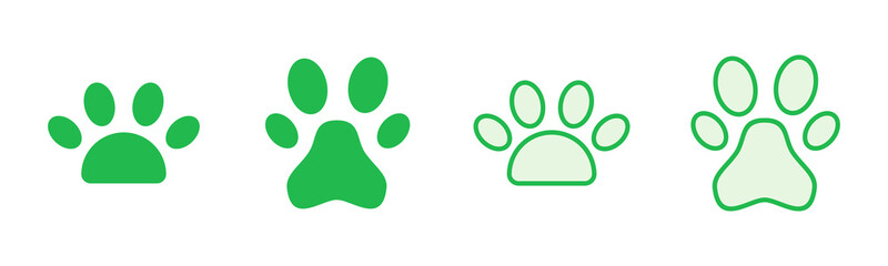 Paw icon set. paw print icon vector. dog or cat paw