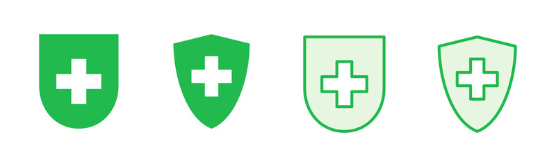 Fototapeta premium Health insurance icon set. Insurance health document icon
