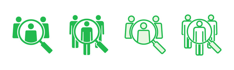 Hiring icon set. Search job vacancy icon. Human resources concept. Recruitment