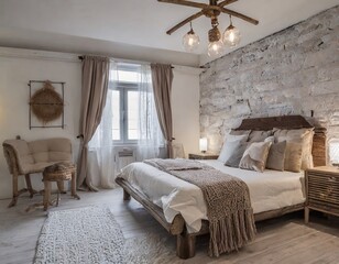 Rustic interior design of modern bedroom