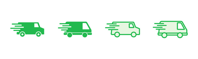 Fast shipping delivery truck icon set. Delivery truck icon. fast delivery icon