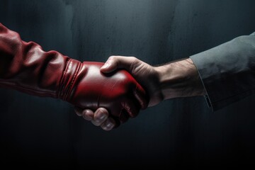 Gloved Fist Bump Connection: Witness the camaraderie as hands clad in boxing gloves connect through a powerful fist bump, symbolizing unity and strength