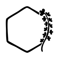 floral simple black border hexagon sketch