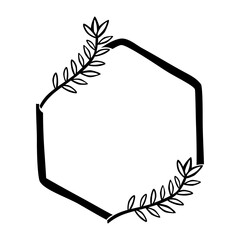 floral simple black border hexagon sketch
