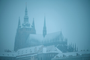 Fototapeta na wymiar landscape in winter in Prague, Czech Republic