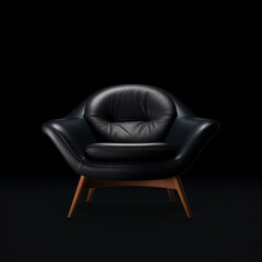 Modern chair in the middle of a dark room , black background
