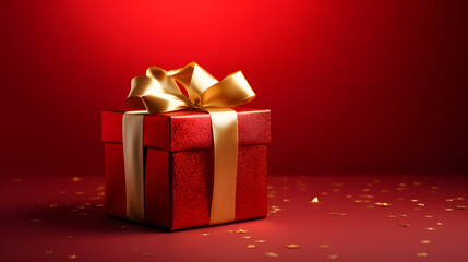  Red Elegance A Birthday Present Image to Ignite Celebration. Generative AI