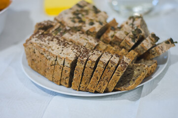 Close-up of Delicious Baked Cake on Plate
